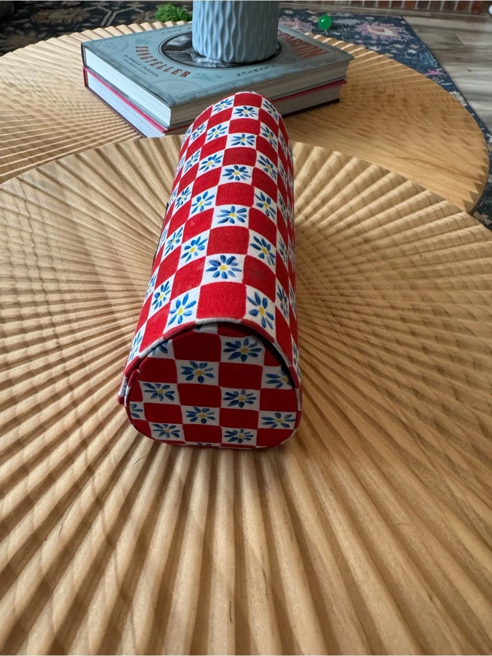Dolce & Gabbana hard eyeglasses case vibrant red and white checkered pattern